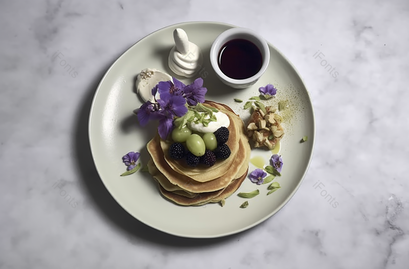 自制的香蕉煎饼和花瓣,高清,摄影图,摄影图片,图片大全,摄影图免费下载